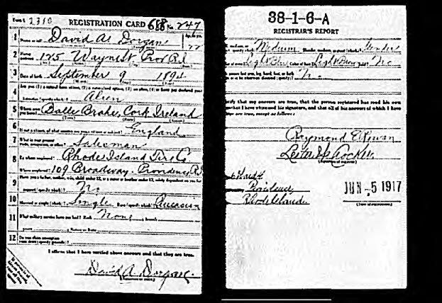 david dorgan's draft card